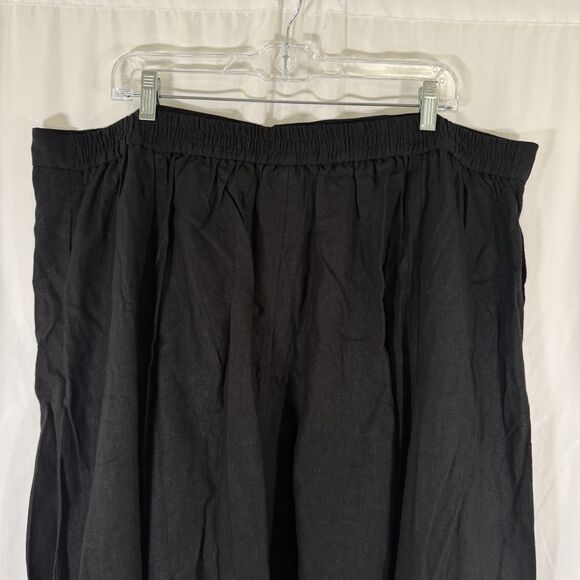 Woman Within Linen Blend Midi Skirt Women's 22 24 Black Pull On Pockets - Picture 10 of 11